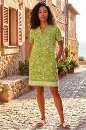 Paisley Print Linen Blend Shift Dress