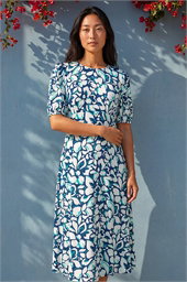 Petite Floral Stretch Midi Dress