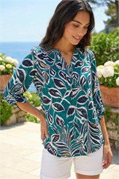 Textured Leaf Print Shirt