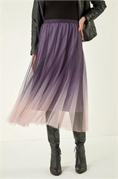 Ombre Dip Dye Mesh Layered Skirt