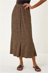 Spot Print Midi Skirt