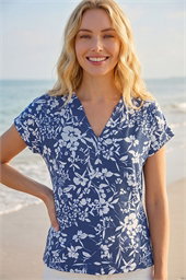 Floral Notch Neck T-Shirt