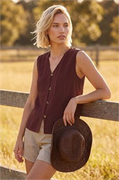 Crinkle Button Up Front Blouse