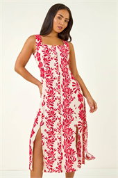 Petite Button Front Midi Dress