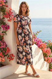 Petite Floral Pocket Midi Dress