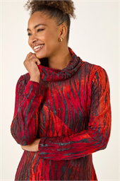 Zebra Print Burnout Tunic Top