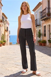 Stripe Print Bootleg Trouser