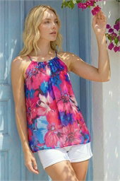 Floral Print Chiffon Cami Top