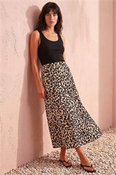 Animal Print Jersey Midi Skirt