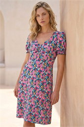 Floral Print Ruched Dress