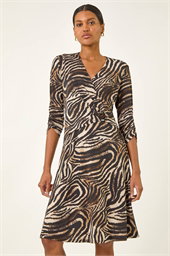 Animal Print Ring Detail Stretch Dress