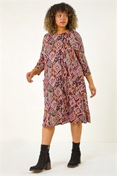 Curve Aztec Print Pocket Swing Dress