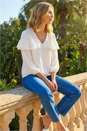 Frill Front Woven Top