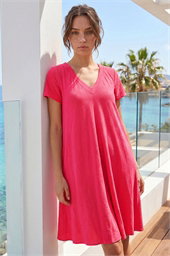 Petite V-Neck Swing Pocket Dress