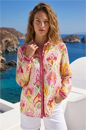 Textured Floral Contrast Blouse