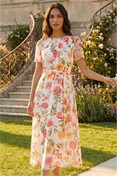 Floral Chiffon Pleated Dress