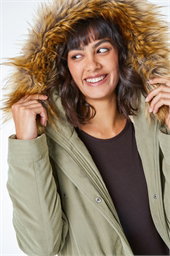 Faux Fur Trim Padded Parka Coat 