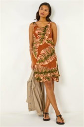 Leaf Print Double Layer Dress