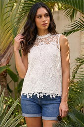 High Neck Stretch Lace Top