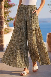 Animal Print Tiered Palazzo Trouser
