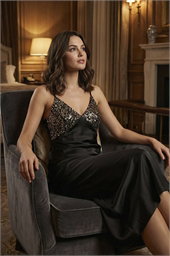 Dusk Sequin Top Satin Midi Dress