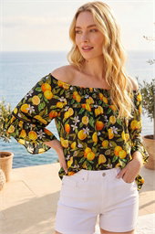 Floral Citrus Bardot Top