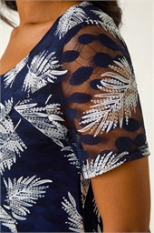 Leaf Print Lace Stretch Dress