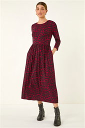 Abstract Spot Stretch Midi Dress