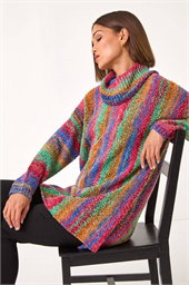 Boucle Stripe Cowl Neck Jumper
