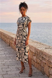 Geometric Textured Midi Dress