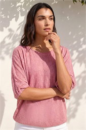 Mesh Bubble Hem Stretch Top