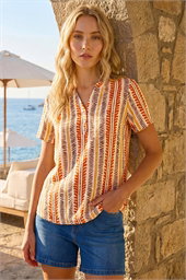 Abstract Stripe Print Tunic Top