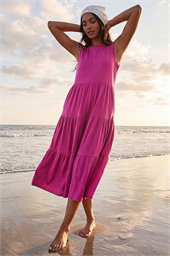 Tiered Midi Smock Dress