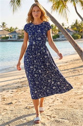 Floral Print Midi Stretch Dress
