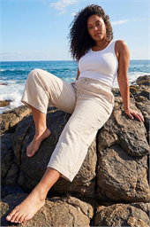 Curve Linen Blend Cropped Trousers