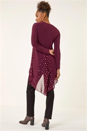 Foil Spot Print Chiffon Hem Top