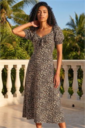 Animal Print Ruched Dress