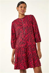 Animal Print Zip Front Dress