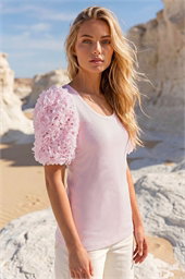 Dusk 3D Puff Sleeve Stretch T-Shirt