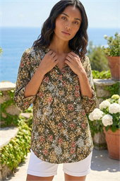 Floral Print Stretch Shirt