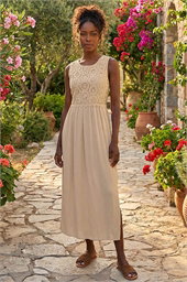Crochet Bodice Midi Dress