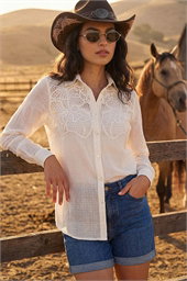 Dusk Lace Trim Button Shirt