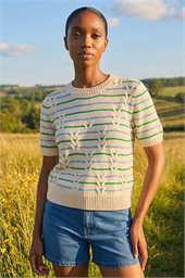 Petite Cable Knit Stripe Jumper