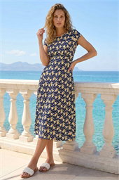 Daisy Print Midi Tea Dress