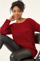 Petite Metallic Contrast Knit Jumper