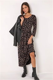 Scattered Floral Print Midi Dress