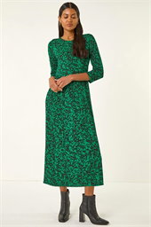 Abstract Pocket Midi Dress