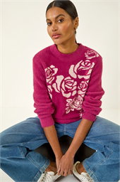 Contrast Rose Knit Jumper