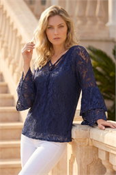 Tie Neck Lace Detail Top