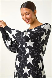 Star Print Long Sleeve Knit Jumper